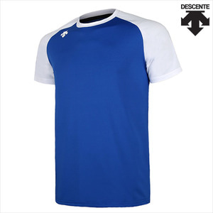 데상트 S7221ZTS04 BLU0 배색 스판BP셔츠 (파/흰) 반팔 티셔츠